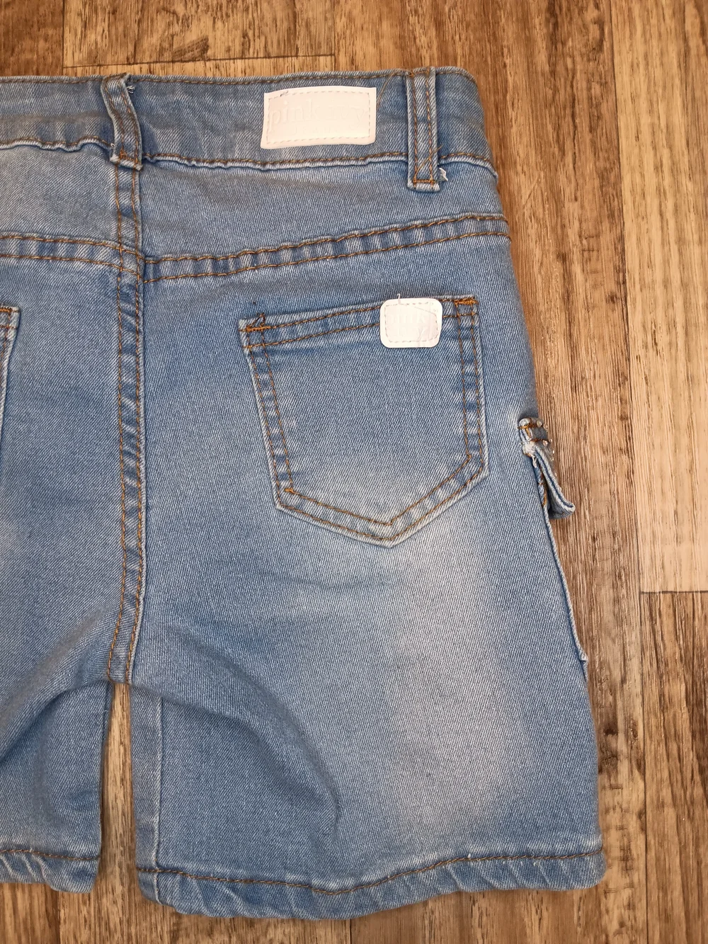 Girls Light Blue Denim Cargo Shorts with Studded Flap Pockets
